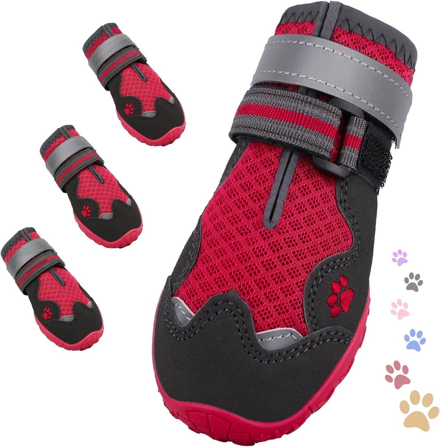 Dog Shoes for Large Medium Small Dog, Mesh Breathable Dog Shoes for Hot Pavement, Anti-Slip Dogs Boots Paw Protectors with Reflective for Outdoor Walking Indoor Hardfloors (Size 2)