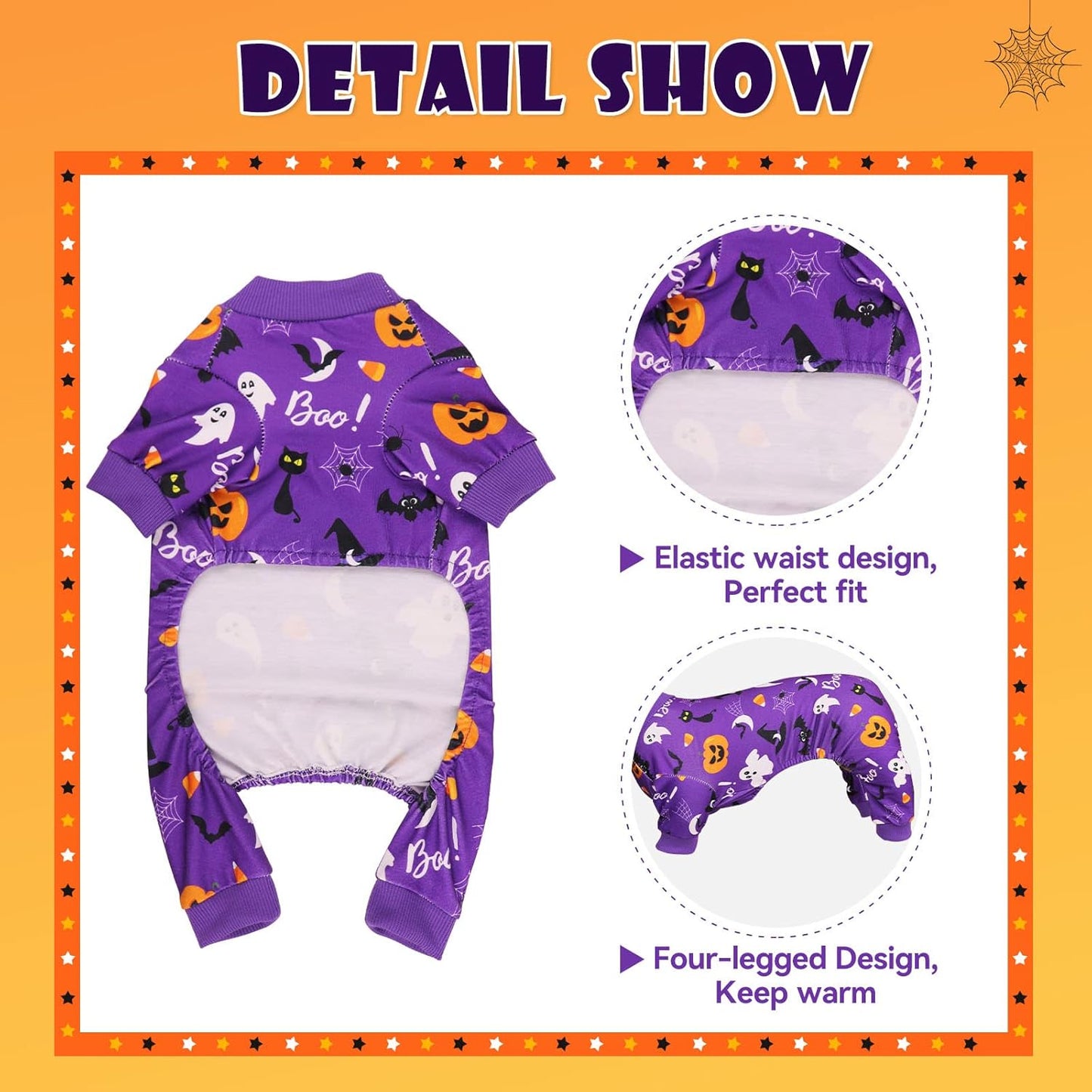 Dog Halloween Pajamas Dog Costumes Pjs Stretchy Funny Pet Costumes Clothes Outfit Pajamas for Large Dogs(XL)