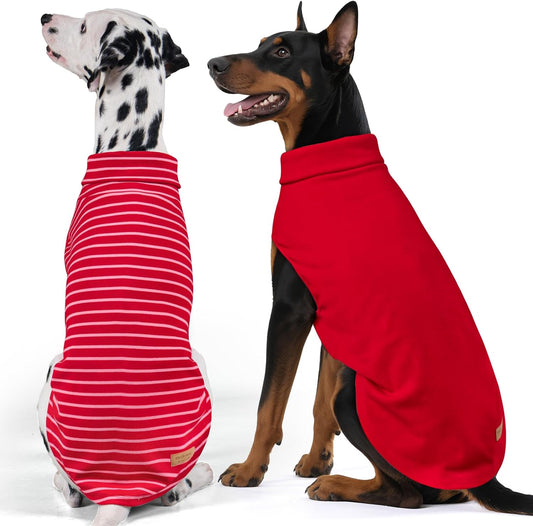 KYEESE 2Pack Dog Sweater Warm Dog Sweaters for Large Dogs Warm Lightweight Dogs Clothes Comfy Sleeveless Doggie Sweatshirt Soft Pets Fleece Sweater Turtleneck Pet Coat Red,3XL