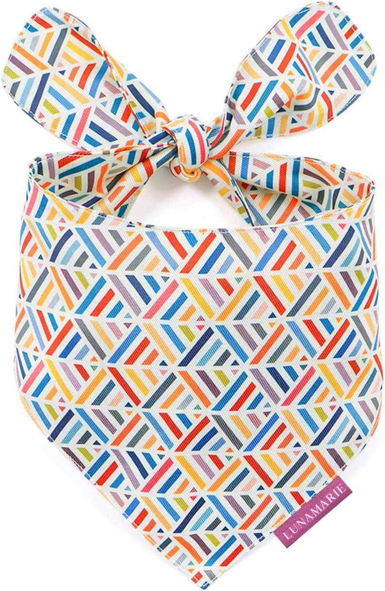 LunaMarie - Luxury Pet Birthday Bandanas -Premium & Silky Poly Fabric | 100% Handmade | Custom Shape Dual Layered (Xena, Medium)