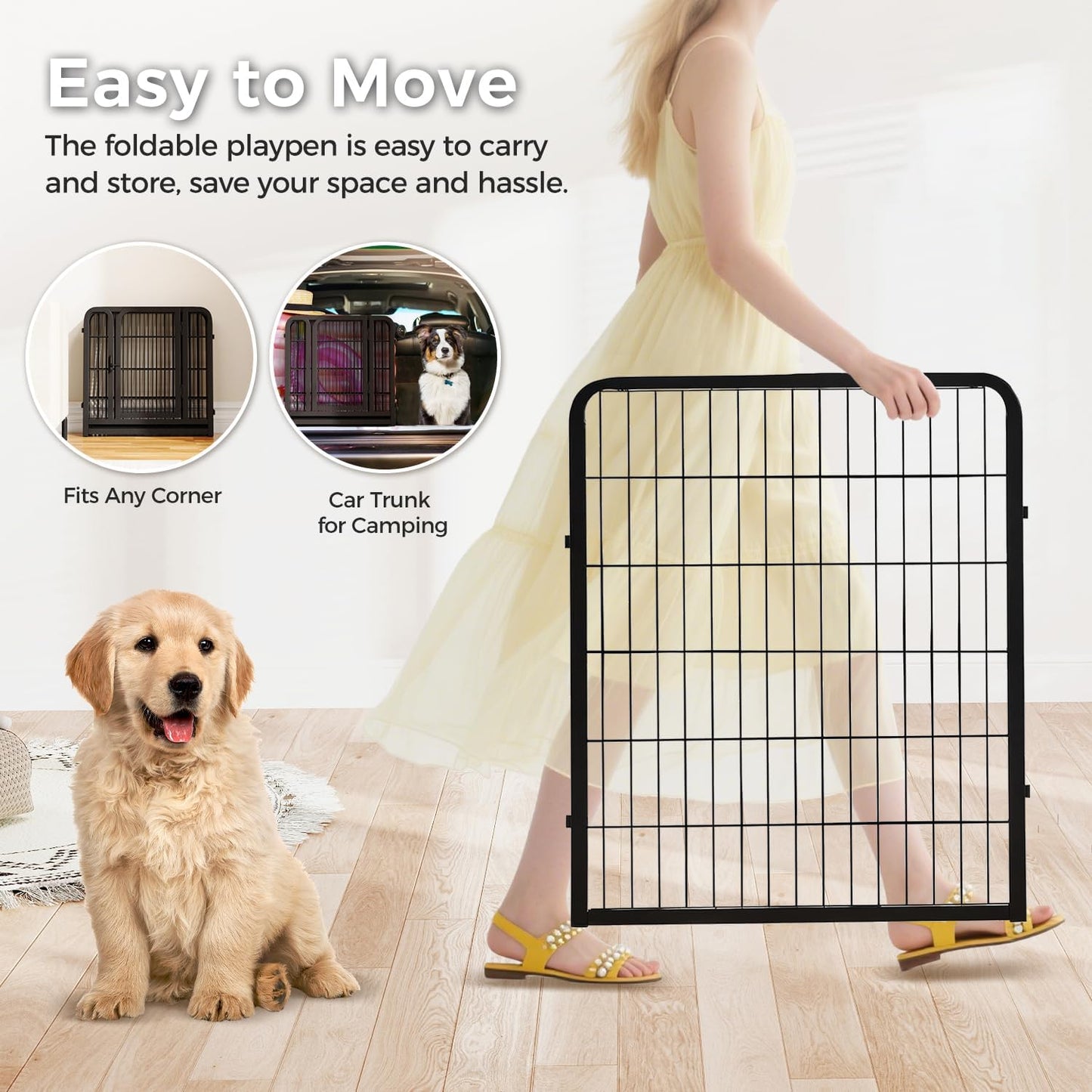 32 Inch Dog Playpen - 8 Panels Metal Pet Exercise Pen for Small-Medium Dogs, Indoor/Outdoor Dog Fence for Yard, Garden, Camping & RV Travel