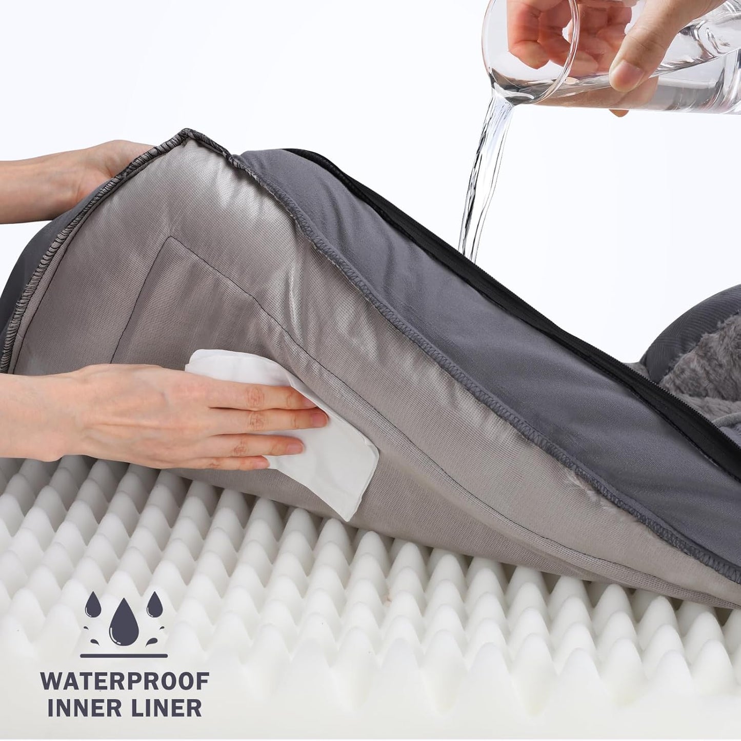 INVENHO Orthopedic Large Dog Bed, Washable Waterproof, Egg-Crate Foam Dog Couch Bed with Washable Removable Cover, Waterproof Lining and Nonskid Bottom