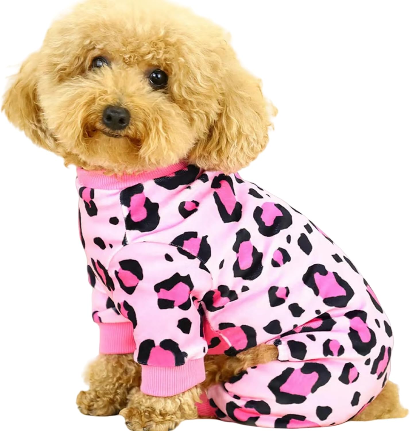 Vet-Approved Dog Onesie Pajamas for Medium Dog Clothes - Lightweight Soft Stretchy Puppy Costume - Certified Hypoallergenic Comfort Anxiety-Reducing (Pink, Large)