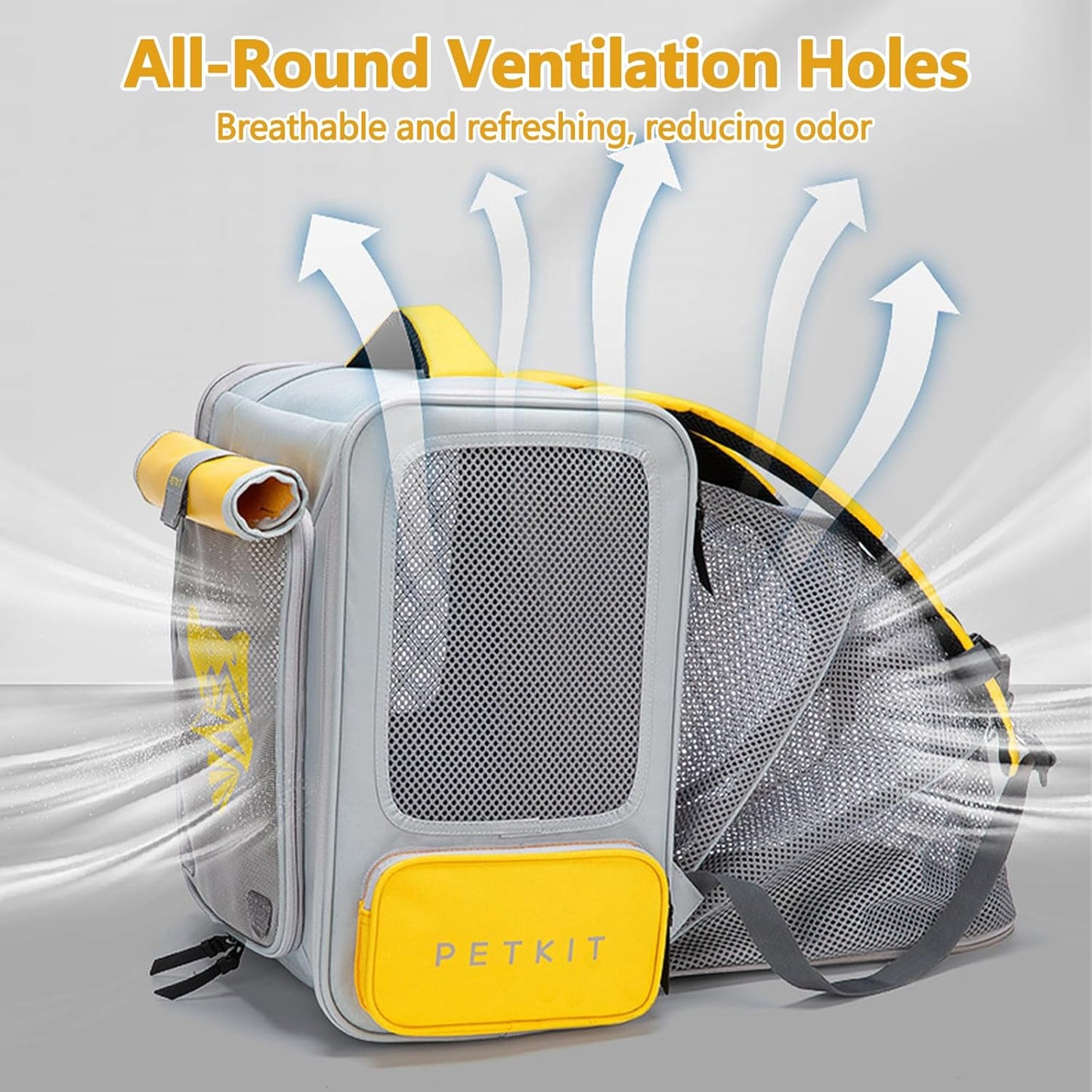 Expandable Pet Backpack, Cat Backpack with Breathable Mesh, Collapsible Soft Cat Travel Bag for Outdoor Hiking, Large Space Dog Backpack(Purple)