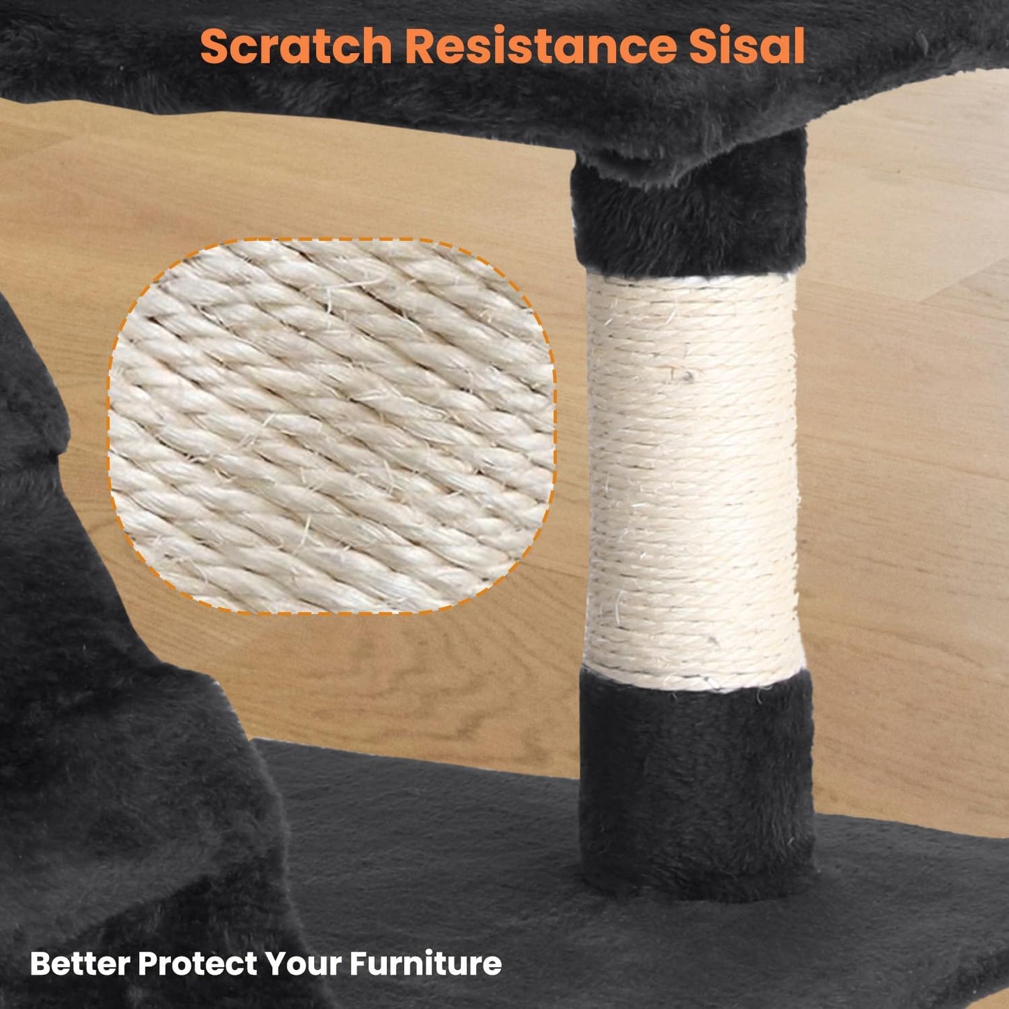 54.7 inches Cat Tower for Indoor Cats, Multi-Level Cat Condos with Scratching Posts, Hanging Toys, Dark Gray