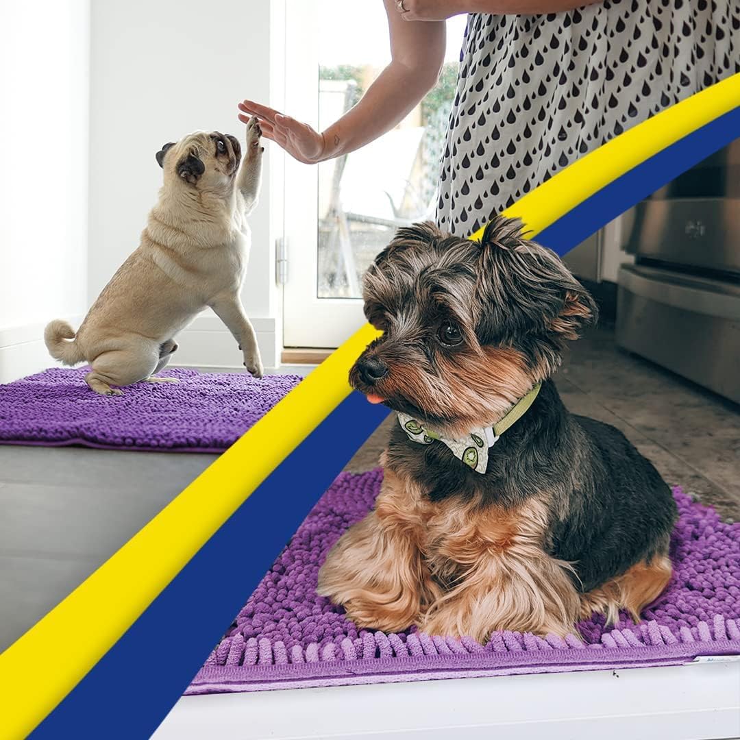Muddy Mat® Original Dog Door Mat for Muddy Paws, Super Absorbent Microfiber, Non-Slip Washable Pet Rug, Quick Dry Chenille Entryway Carpet, Machine Washable Indoor Outdoor mat, Purple 48"x60"