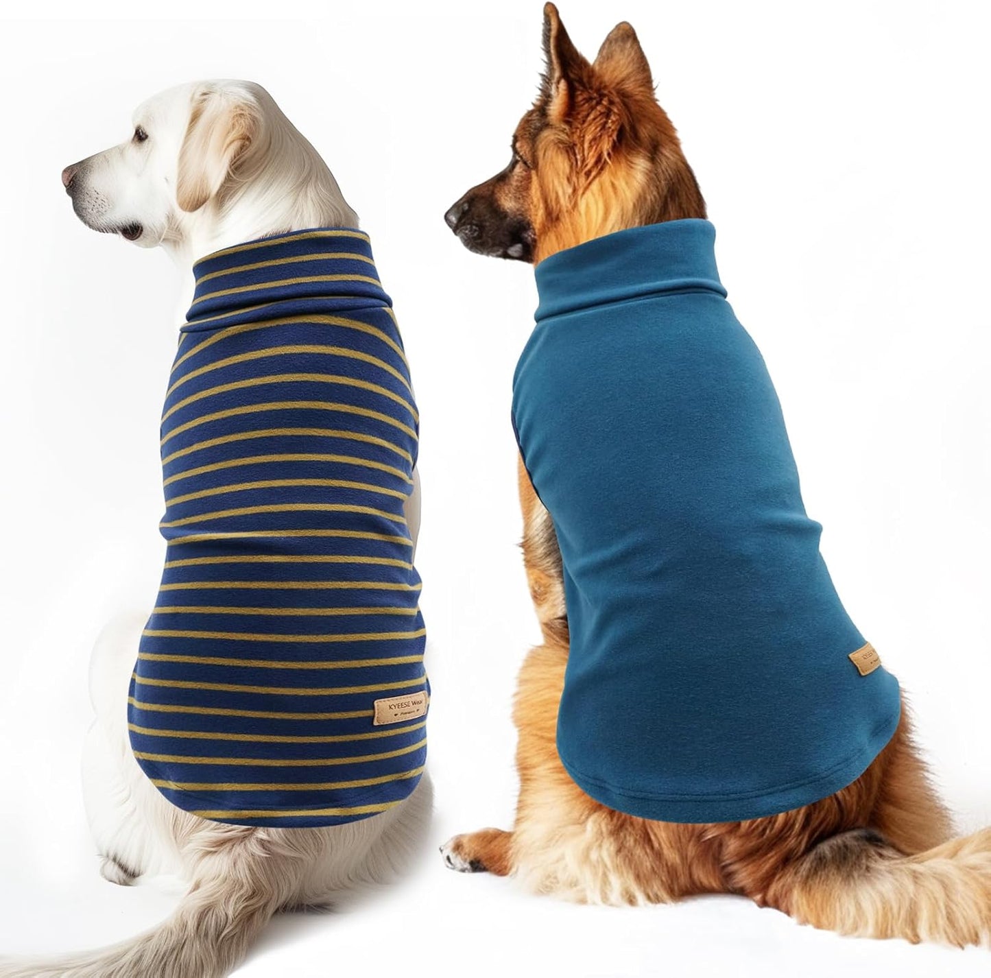KYEESE 2Pack Dog Sweater Turtleneck Pet Coats Warm Dogs Clothes Pullover Dog Sweaters for Large Dogs Soft Pets Sweatshirt Stretchy Pet Sweater Large Size Pets