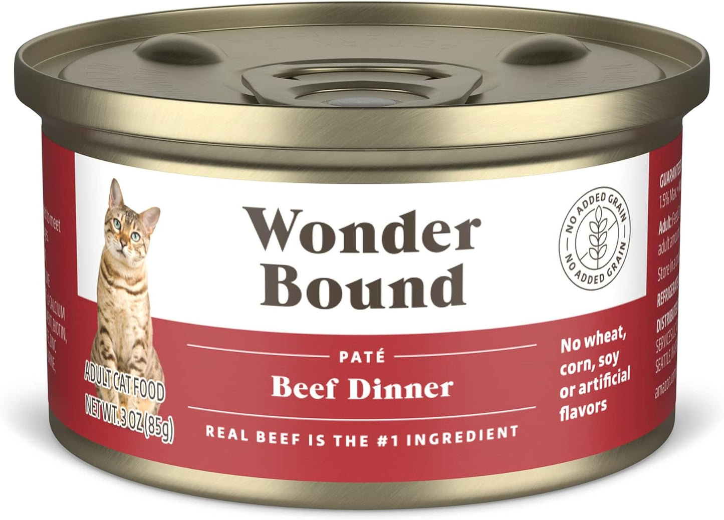 Amazon Brand - Wonder Bound Wet Cat Food, Paté, No Added Grain, 3 oz cans, Pack of 24 (Beef)