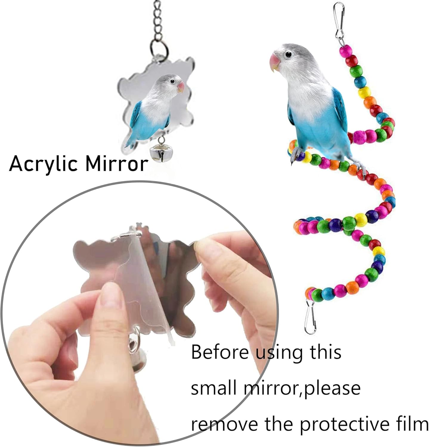 Bird Parakeet Cockatiel Toys, ESRISE Parrots Cage Hammock Swing Climbing Ladders Wooden Perch Chewing Toy for Budgerigar, Conures, Love Birds, Budgies