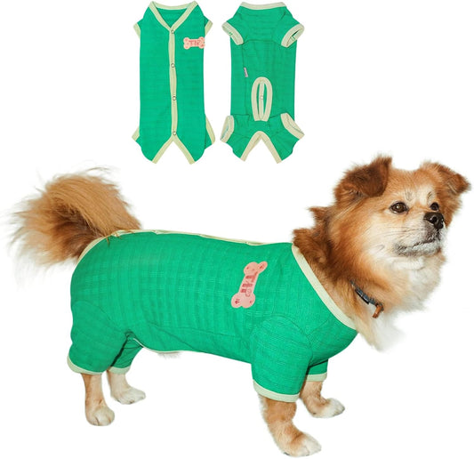 TONY HOBY Dog Pajamas, Dog Recovery Suit After Surgery, Soft Dogs Dogs Jumpsuit Shirts for Small Medium Dogs (Green, Boy, XL)
