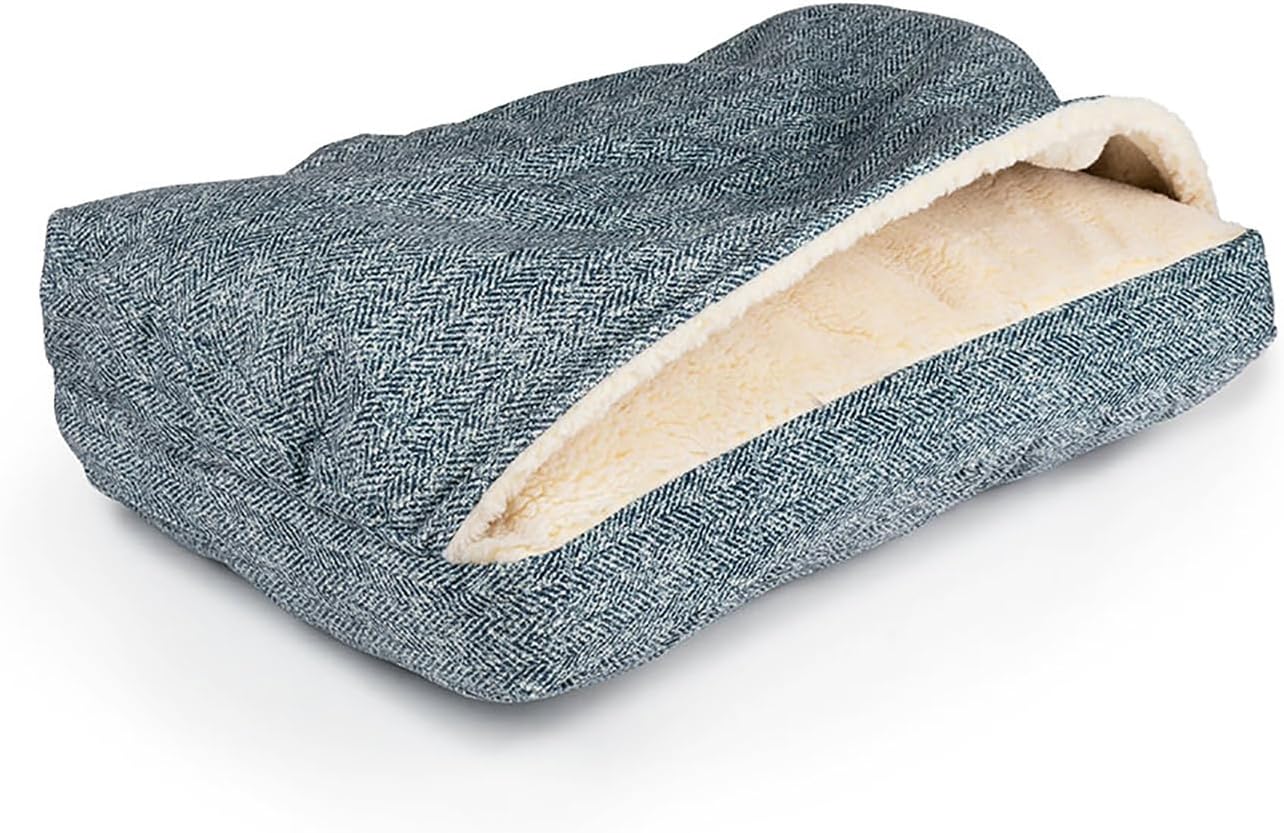 Snoozer Pet Products Luxury Rectangle Cozy Cave Dog Bed with Microsuede, Showdog Collection, Small, Palmer Indigo