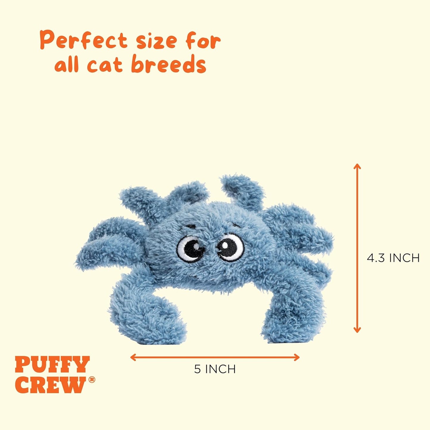 Interactive Catnip Cat Plush Toy, Ocean Theme, 5'', for All Breed Size Cats (Crab)
