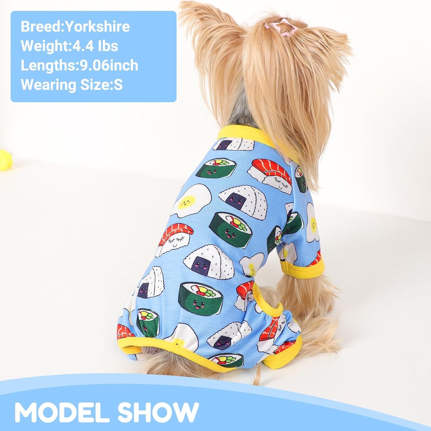 Dog Pajamas Small Sized Dogs Stretchable Summer Dog Clothes Pjs 4 Legs Girl Boy Cute Soft Puppy Outfits Doggie Cat Jammies Jumpsuit Sleeper for Pet (Bread, X-Small)
