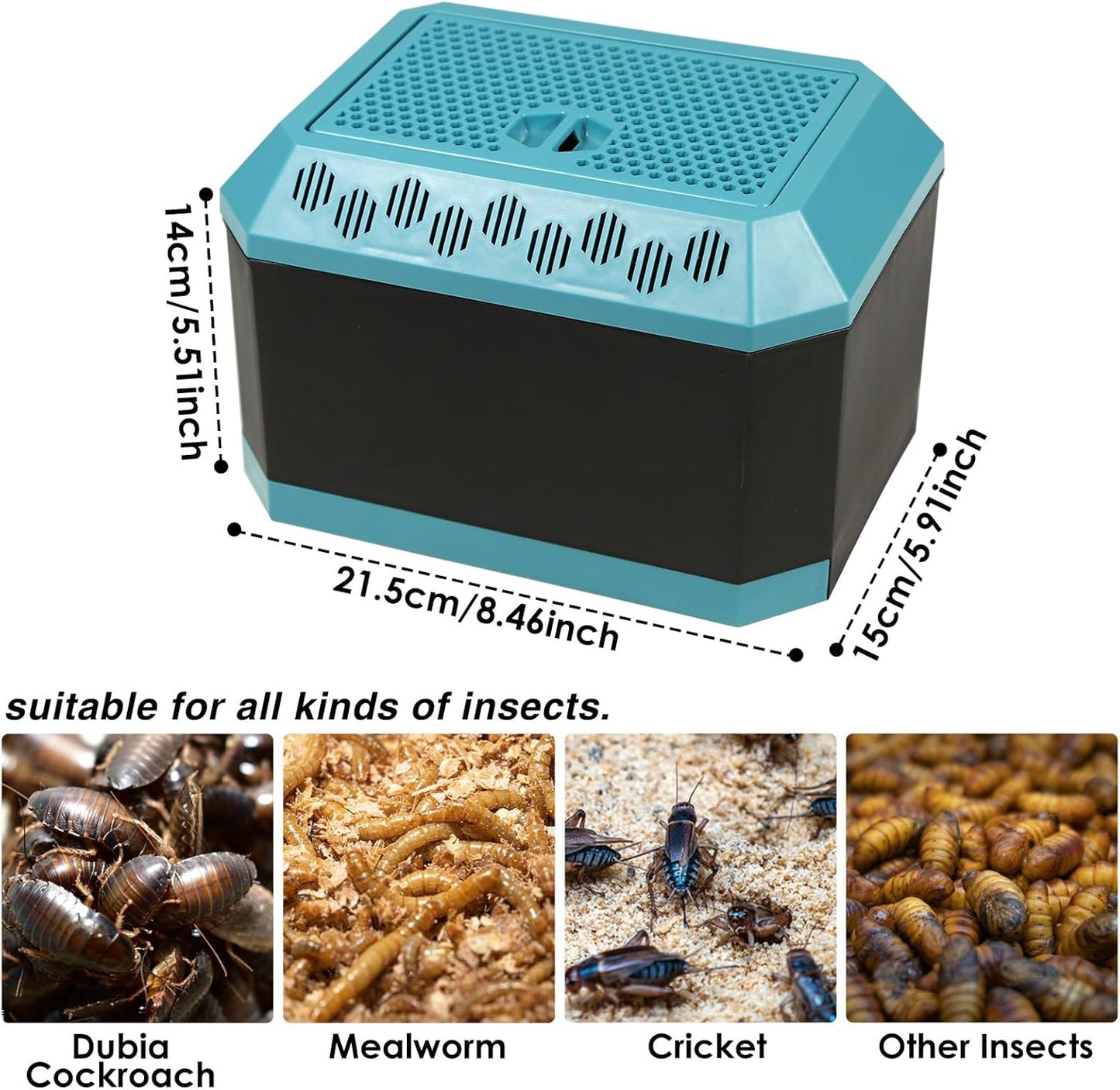 Multi Purpose Insect Habitat for Crickets, Dubia Cockroaches, breadworms, and Silkworms, with Ventilation and Breathability