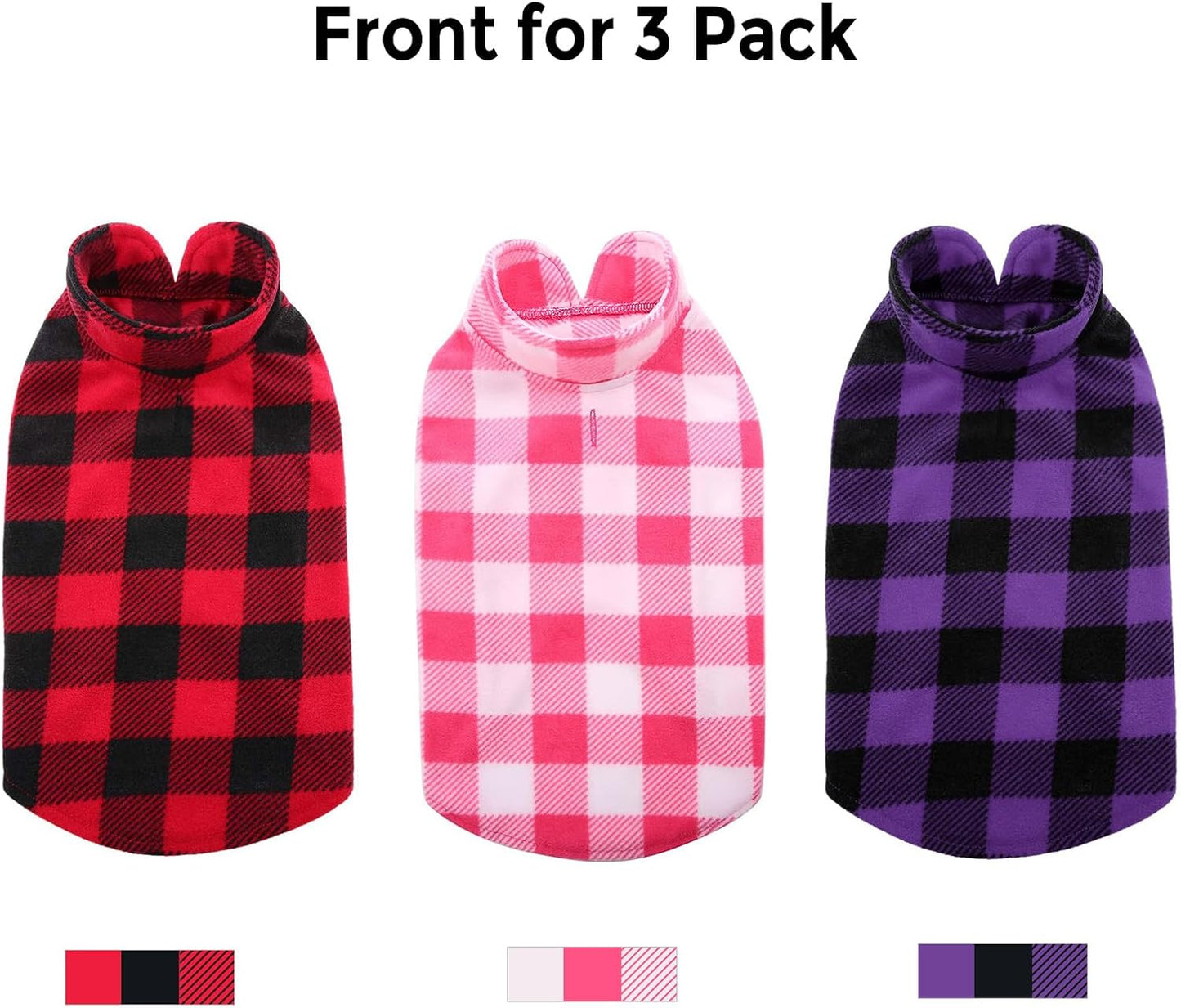 ASENKU PLAID Dog Fleece Vest & Pajamas - 3 Pack, Warm Winter Dog Coat, Jacket Pet Clothes for Small & Medium Dogs