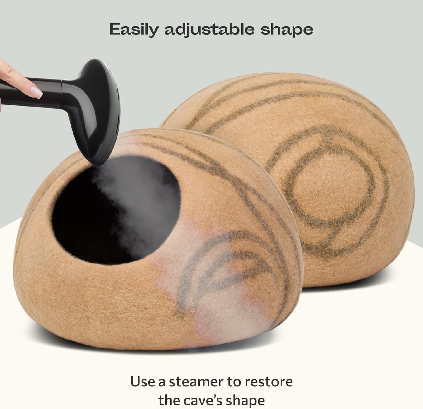 MEOWFIA Cat Cave – Premium Felt Cat Bed for Indoor Cats, Handmade 100% Merino Wool (Beige, Large)