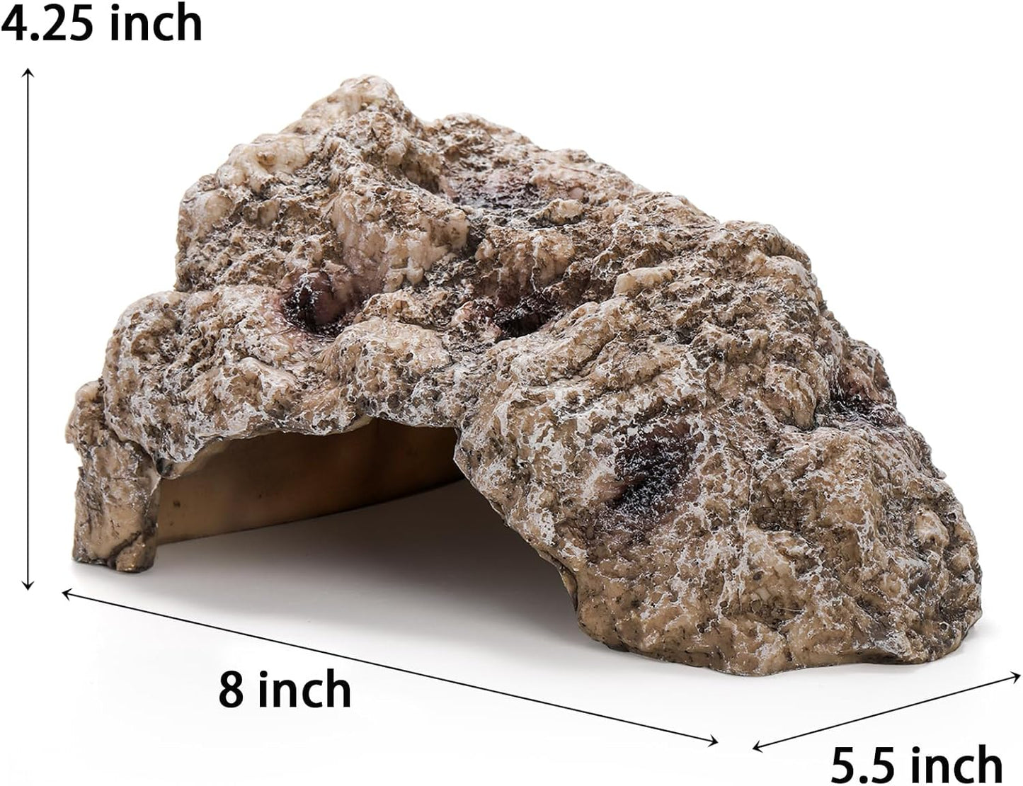 TOPZEA Reptile Hide Cave, Large Resin Bearded Dragon Hideout Rock Caves Snake Hide, Natural Terrarium Habitat Decor Ornament for Leopard Gecko Lizard Turtle Frog, Amphibian Tank Accessories