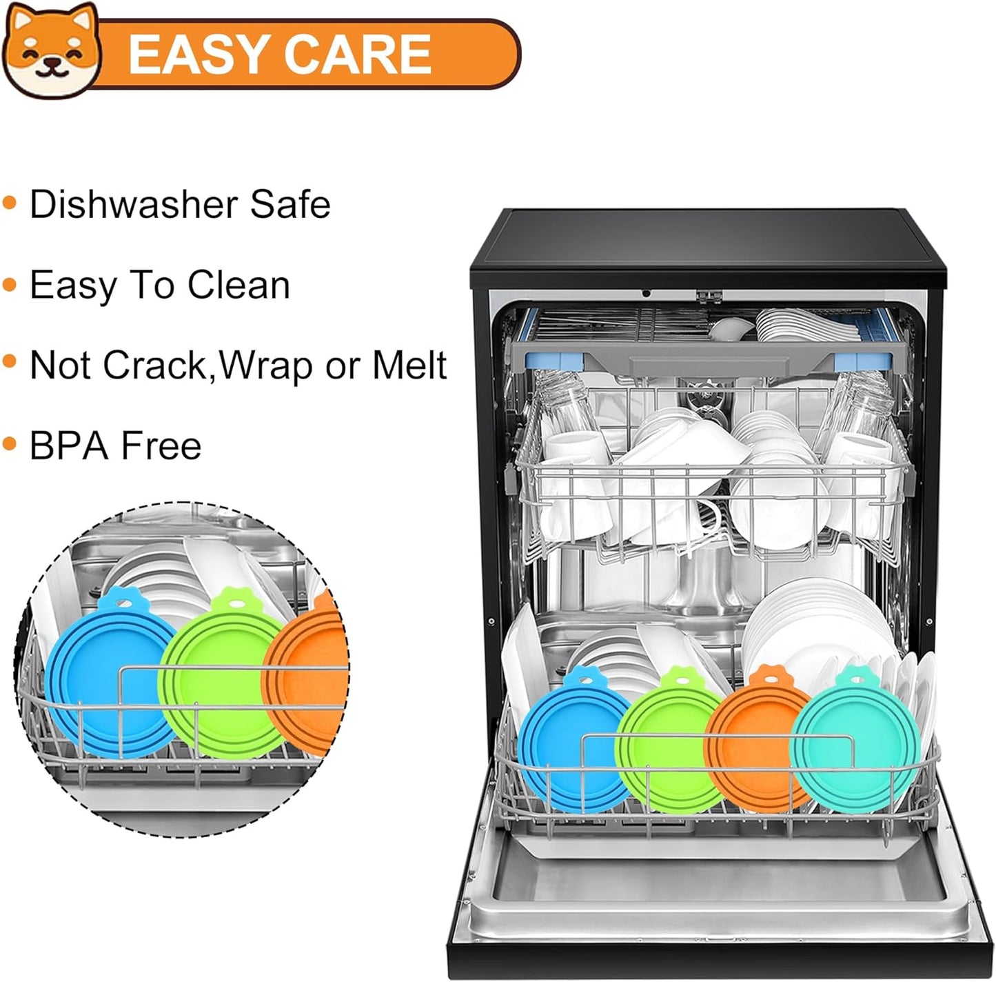 3 Pack Pet Food Can Covers, Silicone Universal Can Lids for Dog & Cat Food, BPA Free, One Fit Most Standard Size Can Lids Top Blue/Green/Orange