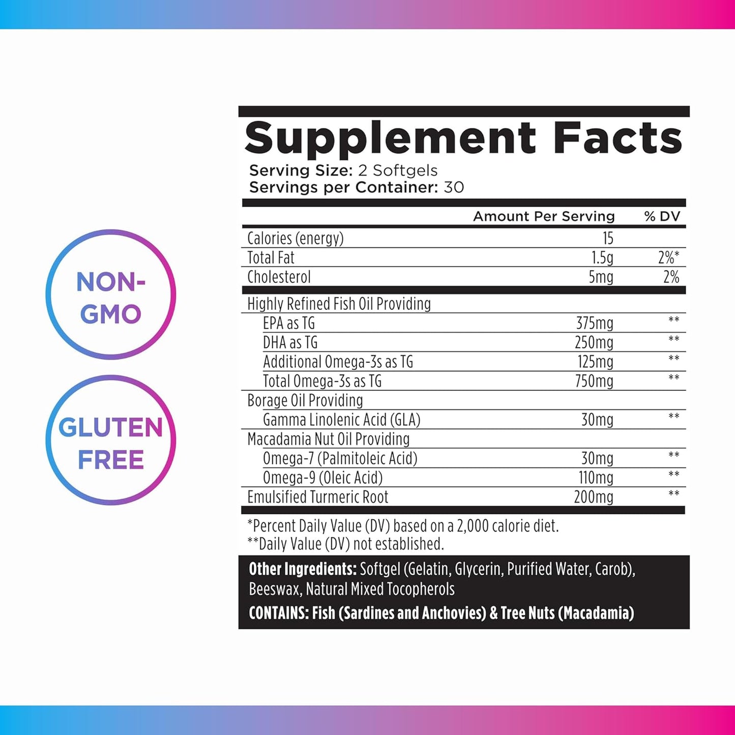 Livingood Daily Triple Omega 3 6 9 Supplement Plus Turmeric Curcumin, DHA & EPA, Fish Oil Supplements for Brain & Heart Health and Joint Support, Advanced Absorption, Gluten Free, Non GMO, 60 Softgels
