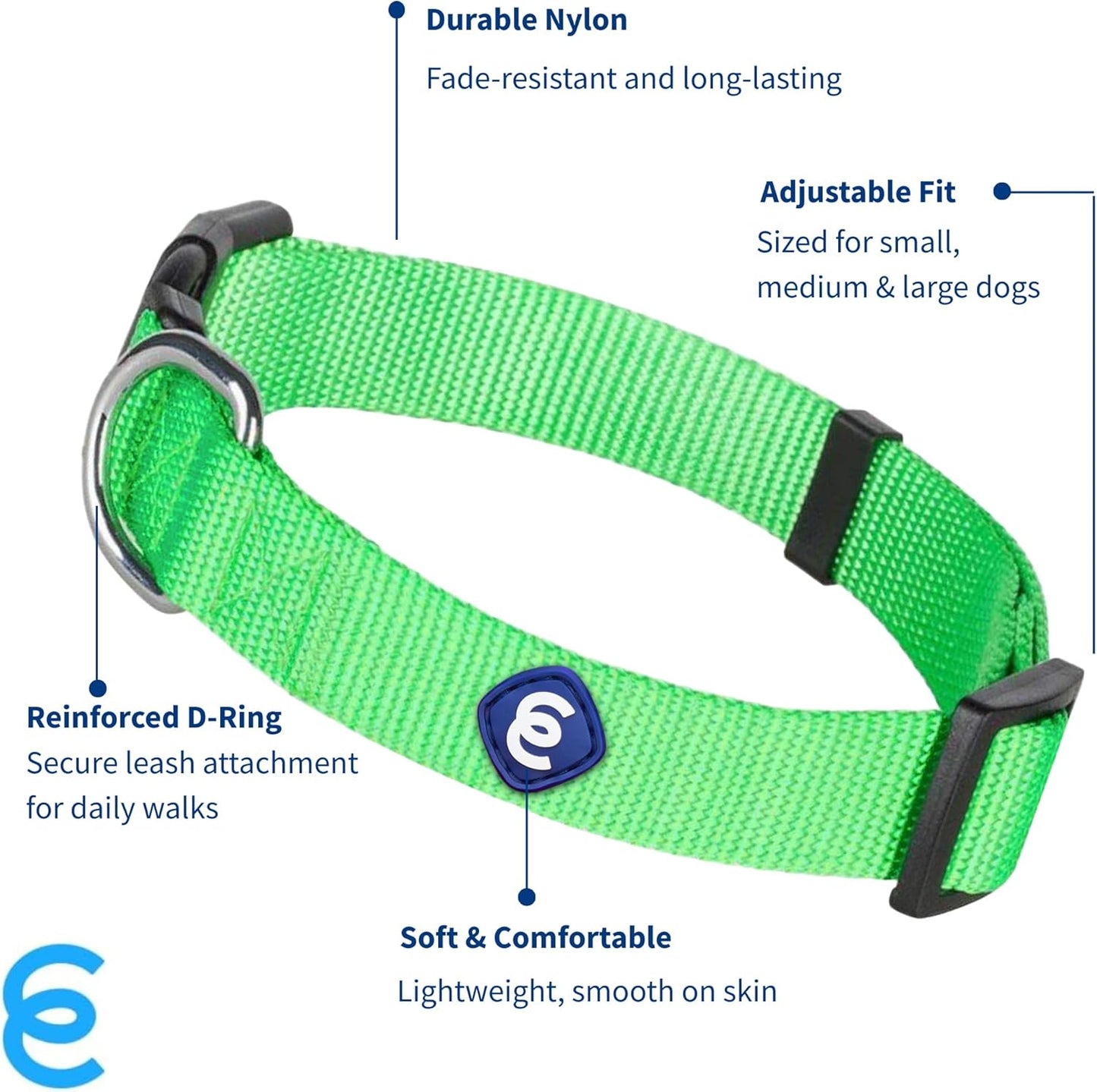 Blueberry Pet Essentials X-Small Dog Collar in Neon Green | Adjustable & Eco-Friendly Durable Nylon Strap | Classic Collar for X-Small Dogs, Boy & Girl Pets