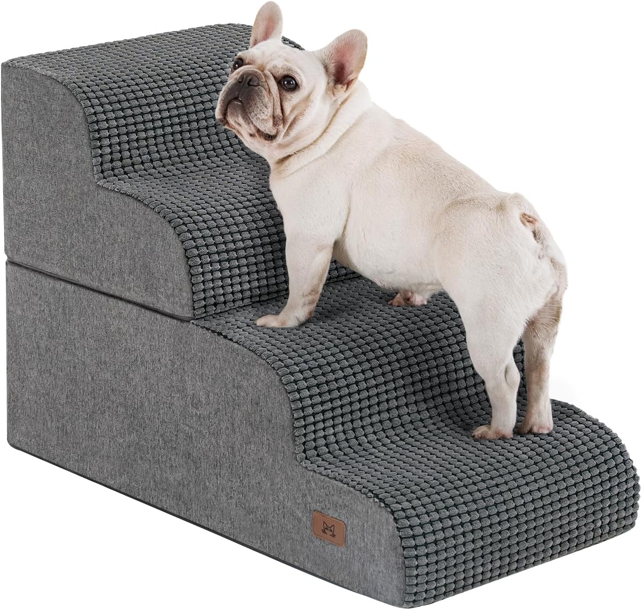 Dog Step for Bed, Dog Stair 4-Step 35D Pet Stair 19.7" H for High Bed or Sofa Non-Slip Balanced Pet Step Indoor, Grey