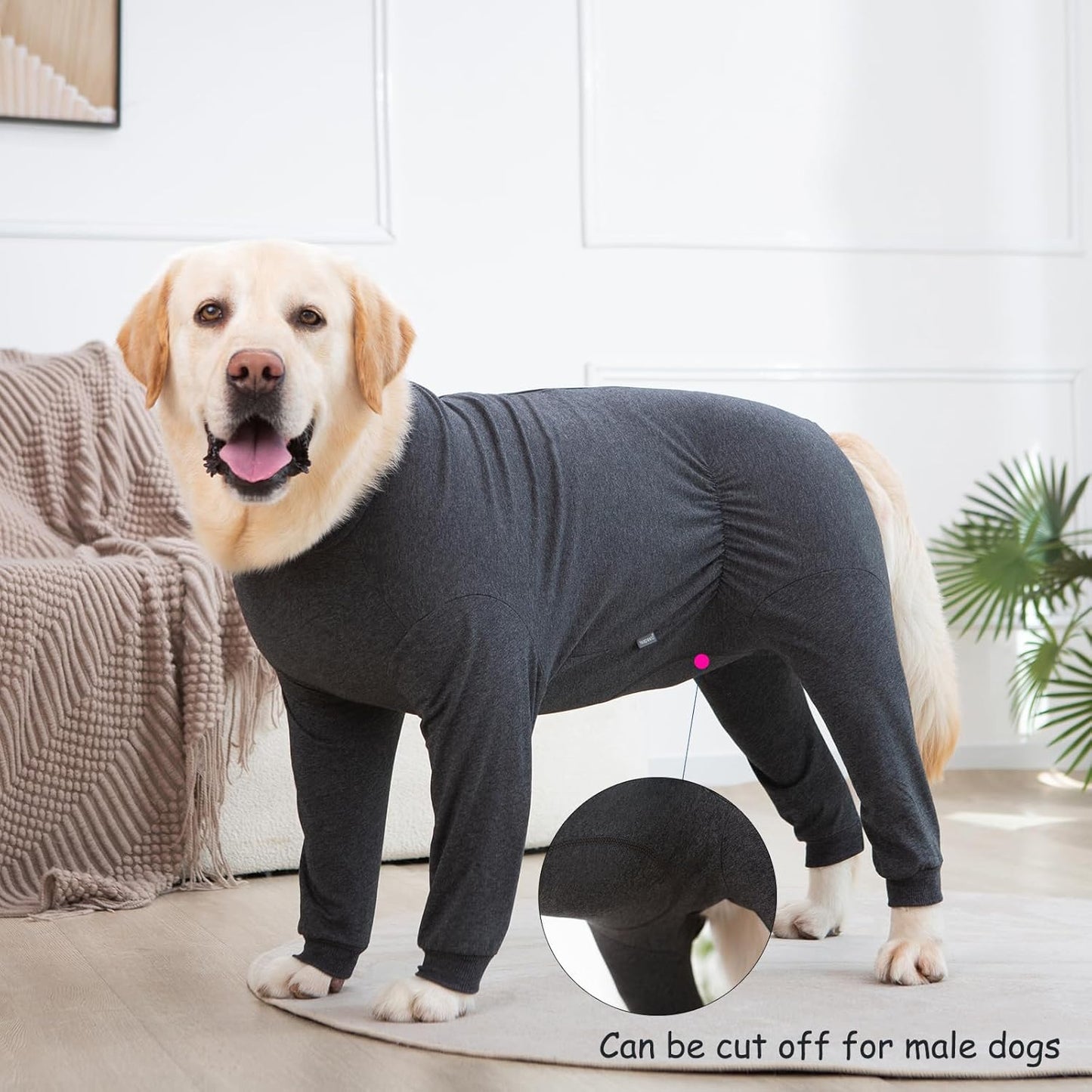 Yeapeeto Dog Onesie Surgery Recovery Suit for Large Medium Bodysuit Dogs Pajamas PJS Full Body for Shedding, Prevent Licking, Wound Protection, Cone Alternative(3XL,Dark Grey)
