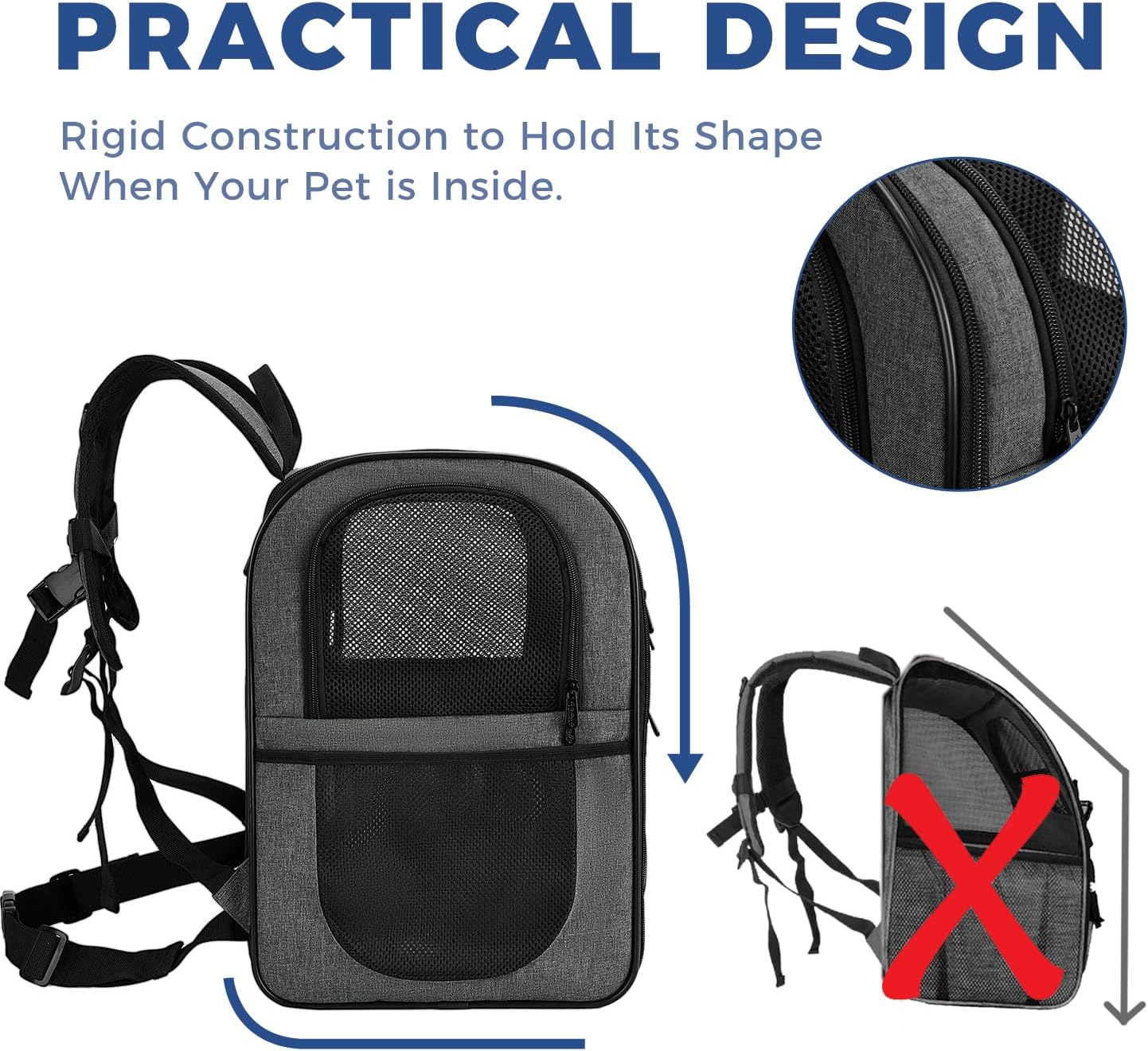Apollo Walker Pet Carrier Backpack for 4-15lb Cats and Dogs, Puppies, Safety Features and Cushion Back Support | for Travel, Hiking, Outdoor Use (Gray)