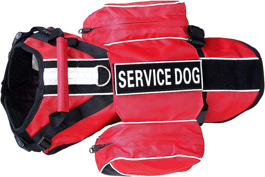Serijoars Dog Vest Harnesses with Saddlebag Backpack for Camping & Travel - Reflective Hound Hiking Backpack Saddle Bag - Lightweight Vest Harness for Medium & Large Dogs (Red, S)