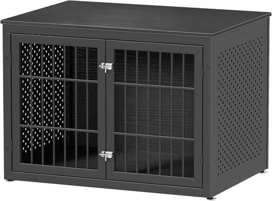 42" Heavy Duty Dog Crate Furniture for Large and Medium Dogs, Enclosed Design Wooden Metal Kennel, Wooden Cage Furniture Indoor, Decorative Dog Kennel End Table