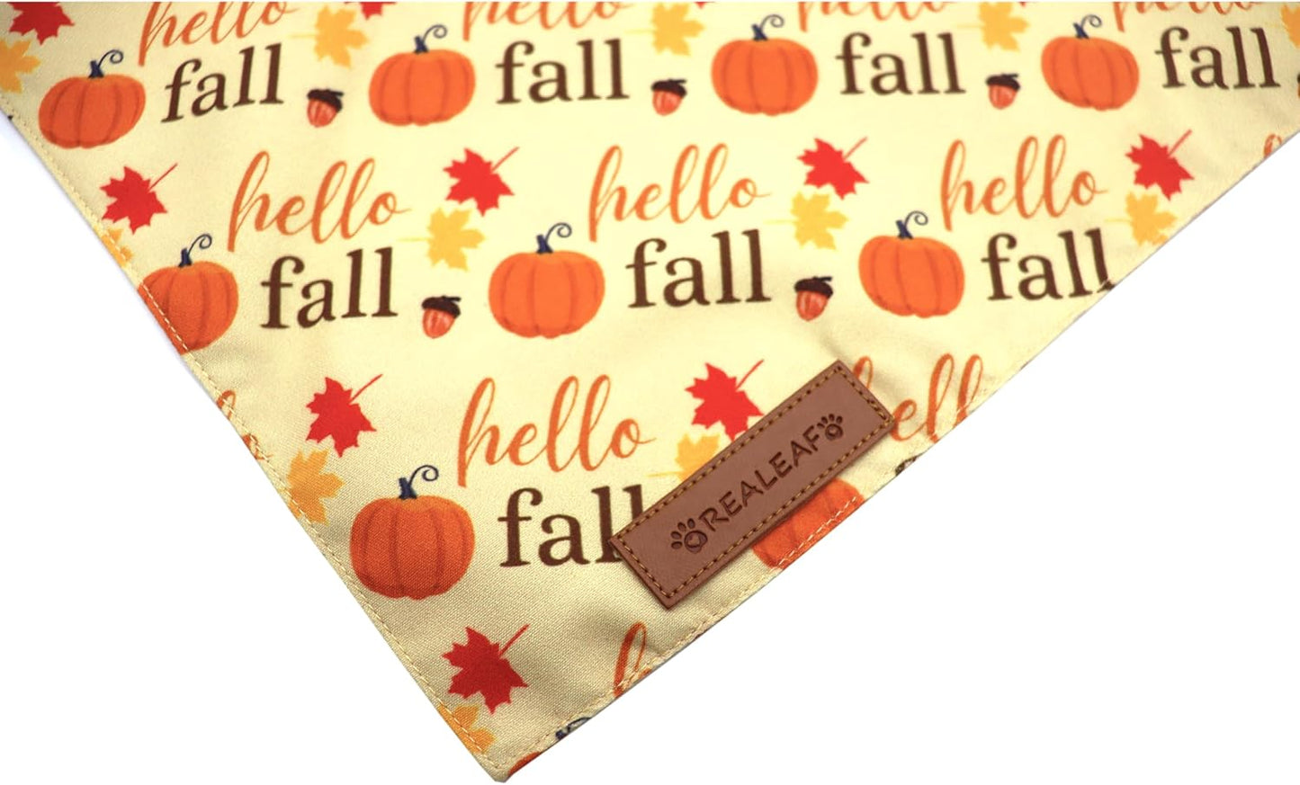 Realeaf Fall Dog Bandanas 2 Pack, Orange Pumpkin and Leaf Print Pet Scarf for Boy and Girl, Premium Durable Fabric, Holiday Bandana for Medium and Large Dogs (Large)