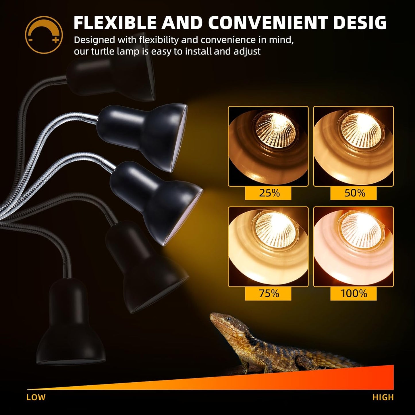 50W Reptile Heat Lamp Bulbs - UVA UVB Bulbs- Light Turtle Heat Lamp for Reptiles and Amphibian Tanks, Terrariums and Cages - 110V Turtle Reptile Heat Bulbs with E26 Screw Cap Base 2-Pack