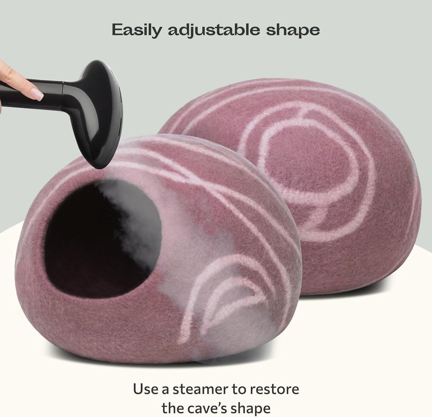 MEOWFIA Cat Cave – Premium Felt Cat Bed for Indoor Cats, Handmade 100% Merino Wool (Gold Rose, Large)