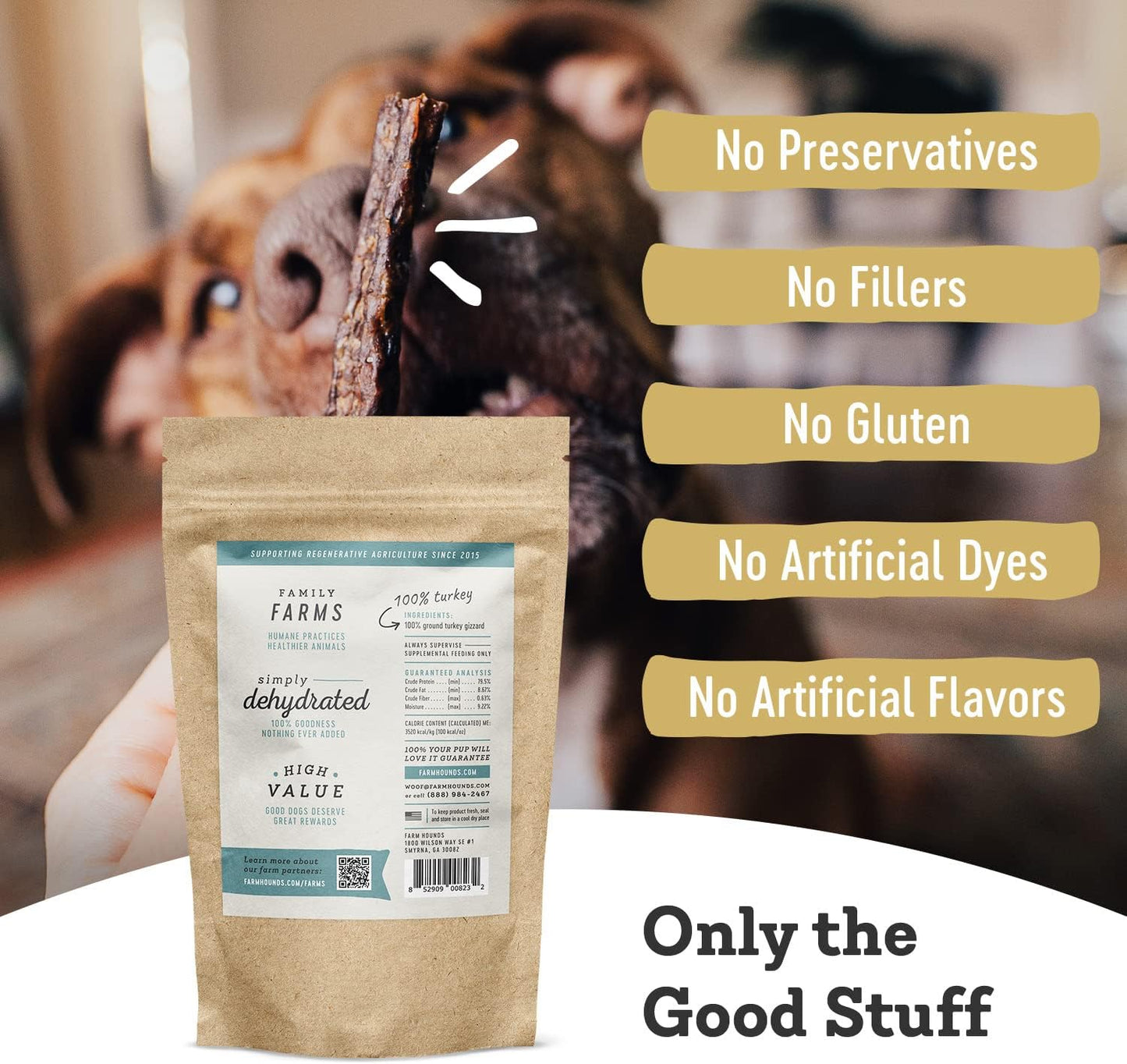 Farm Hounds - Turkey Gizzards - Premium Natural Jerky for Dogs - 100% Humanely Raised Turkey - Break-to-Size - Great for Training & Treats - No Added Fillers - Made in USA - 4oz - 1 Pack