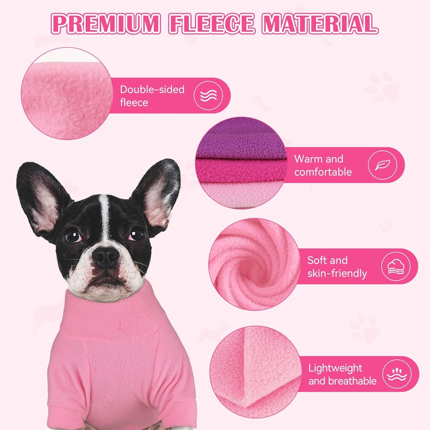 3 Pack Dog Sweaters for Large Dogs, Fleece Dog Sweater Large Pet Clothes Turtleneck Soft Warm Sweatshirt Boy Girl Pet(Pink+Hotpink+Purple,XL)