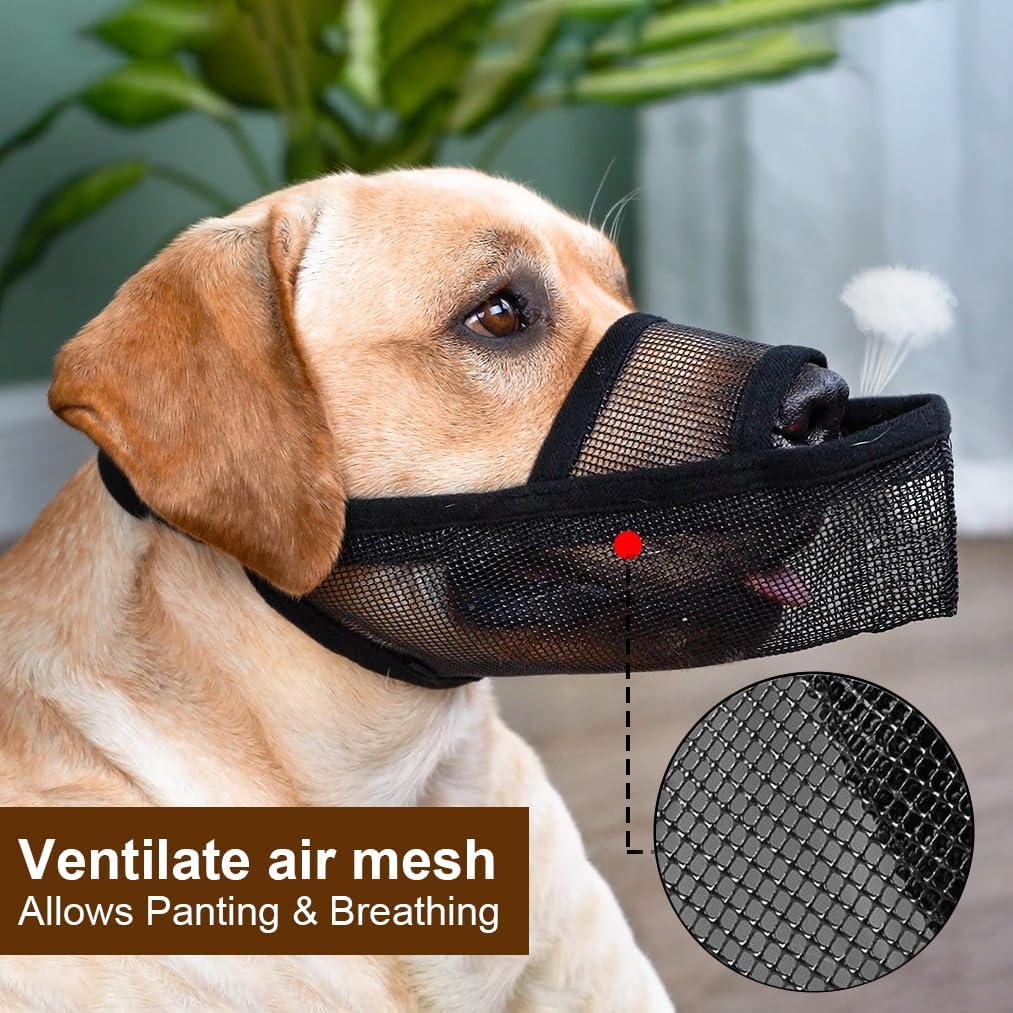 Crazy Felix Nylon Dog Muzzle for Small Medium Large Dogs Dachshund Beagle Poodle Labrador, Air Mesh Breathable and Drinkable Pet Mouth Guard for Anti-Biting Chewing Scavenging(XXXS, Black)