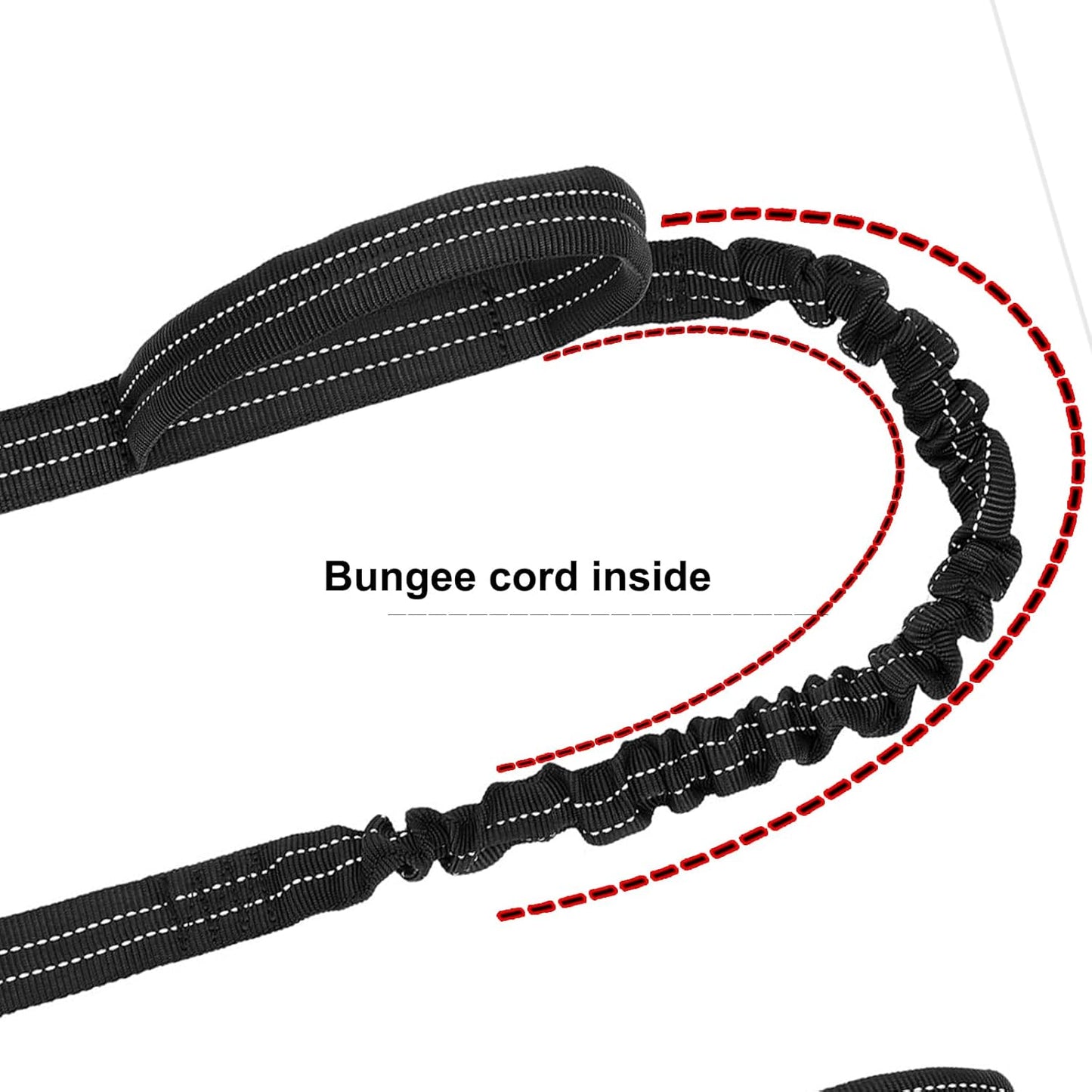 ICEFANG Tactical Dog Leash,K9 Training Walking Bungee Lead with 2 Control Handle,Heavy Duty Quick Release Metal Clasp,Hands Free D-Ring for Medium Large Dogs (4ft,Reflective Black)