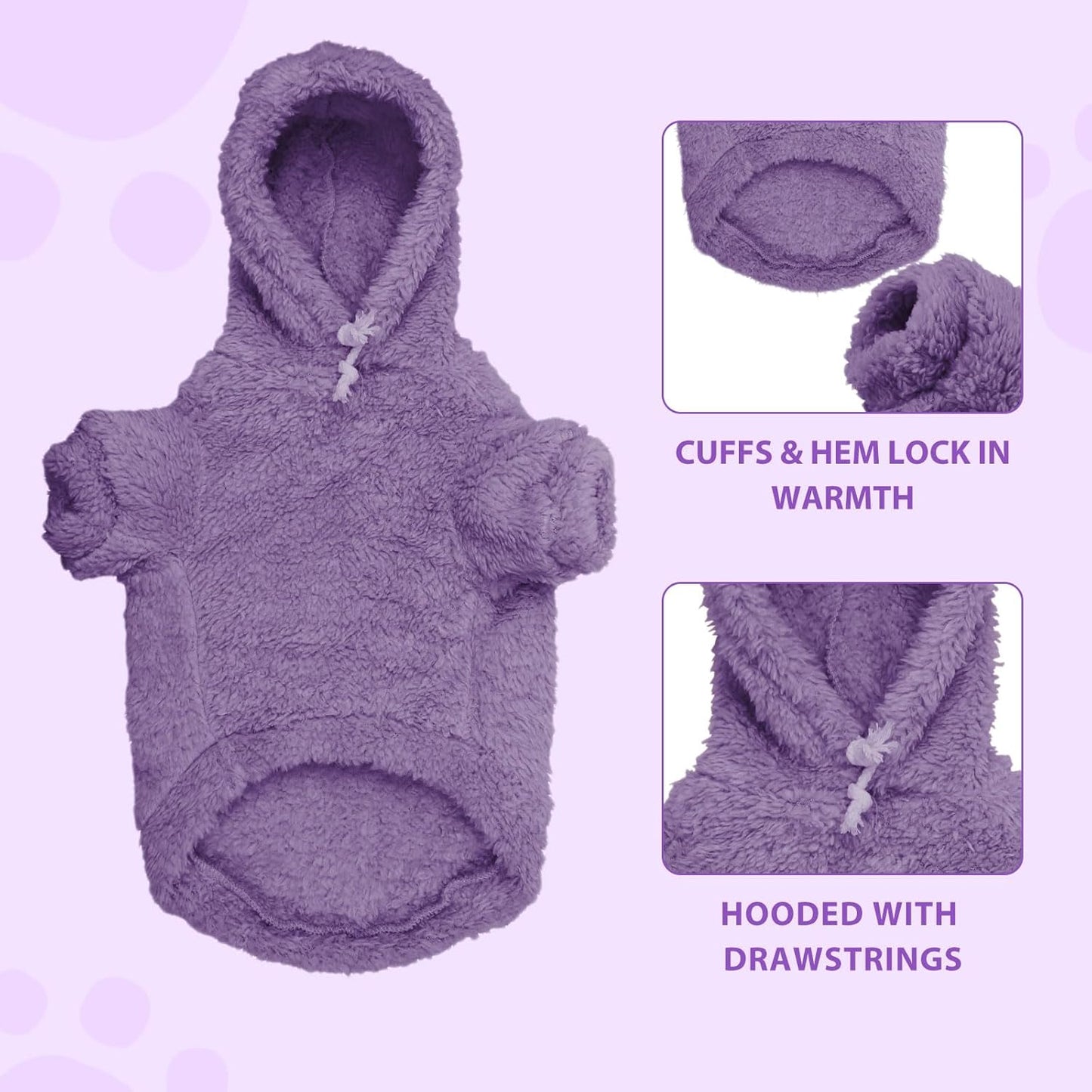 Fuzzy Dog Sweaters for Medium Dogs Dog Hoodie Sweater Clothes Warm Soft Cozy Pet Coats Hooded Sweatshirt Medium Pet Hoodie(Purple-M)
