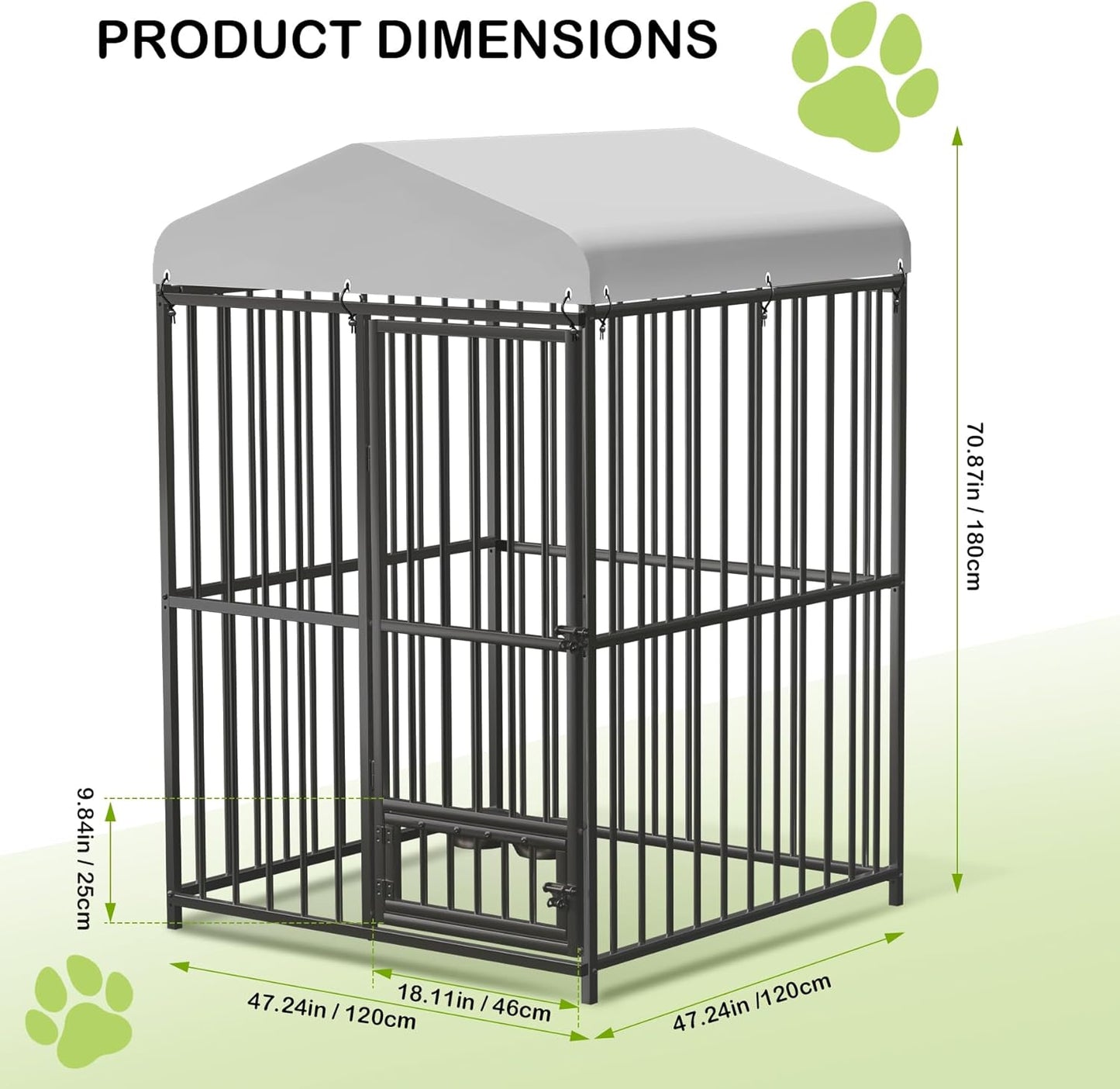 4x4x6 FT Outdoor Dog Kennel,Heavy-Duty Enclosures Outside with UV-Resistant Waterproof Roof Cover and Lock,for Medium and Large Dogs,Easy Assembly
