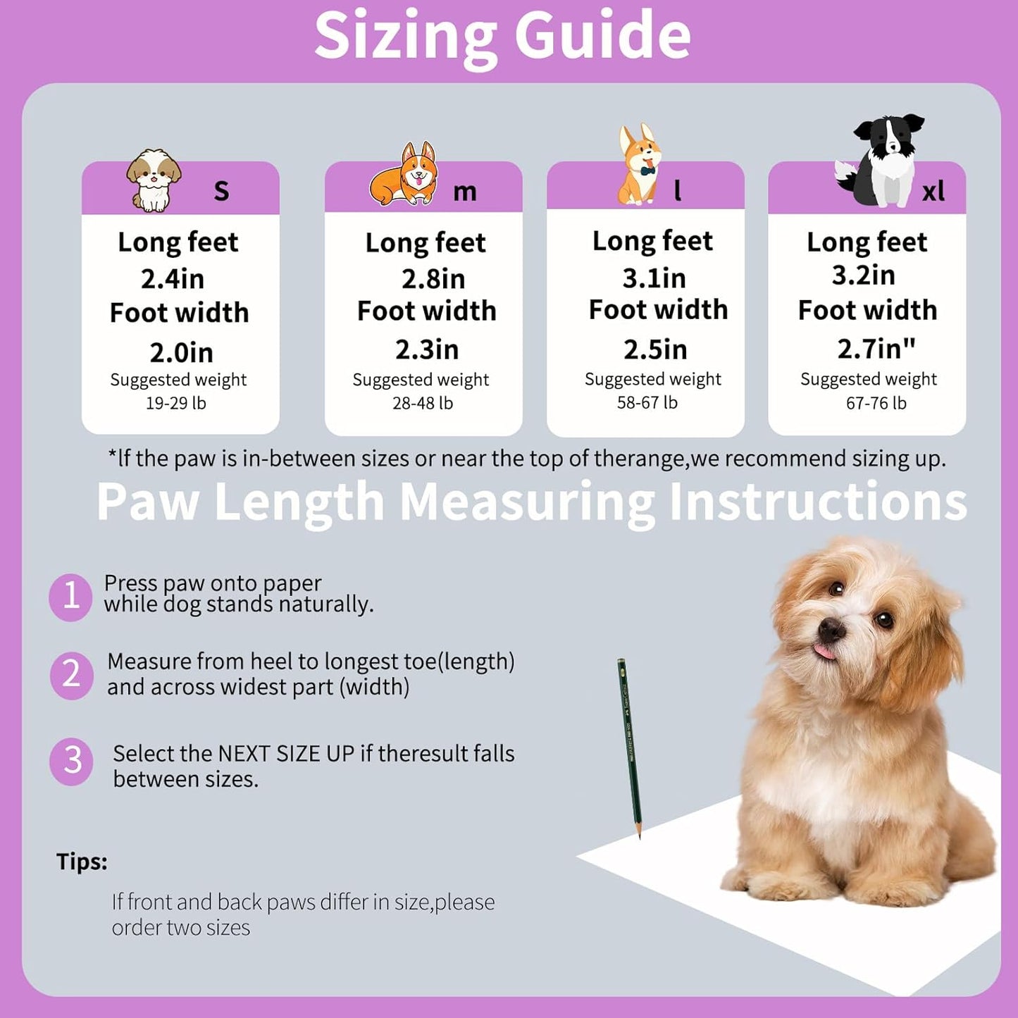 Dog Shoes for Hot Pavement, Adjustable Magic Tape Boots for Small, Medium & Large Dogs, Anti-Slip, Easy to Clean Paw Protectors for Beach, Outdoor & Hot Weather (Purple M)