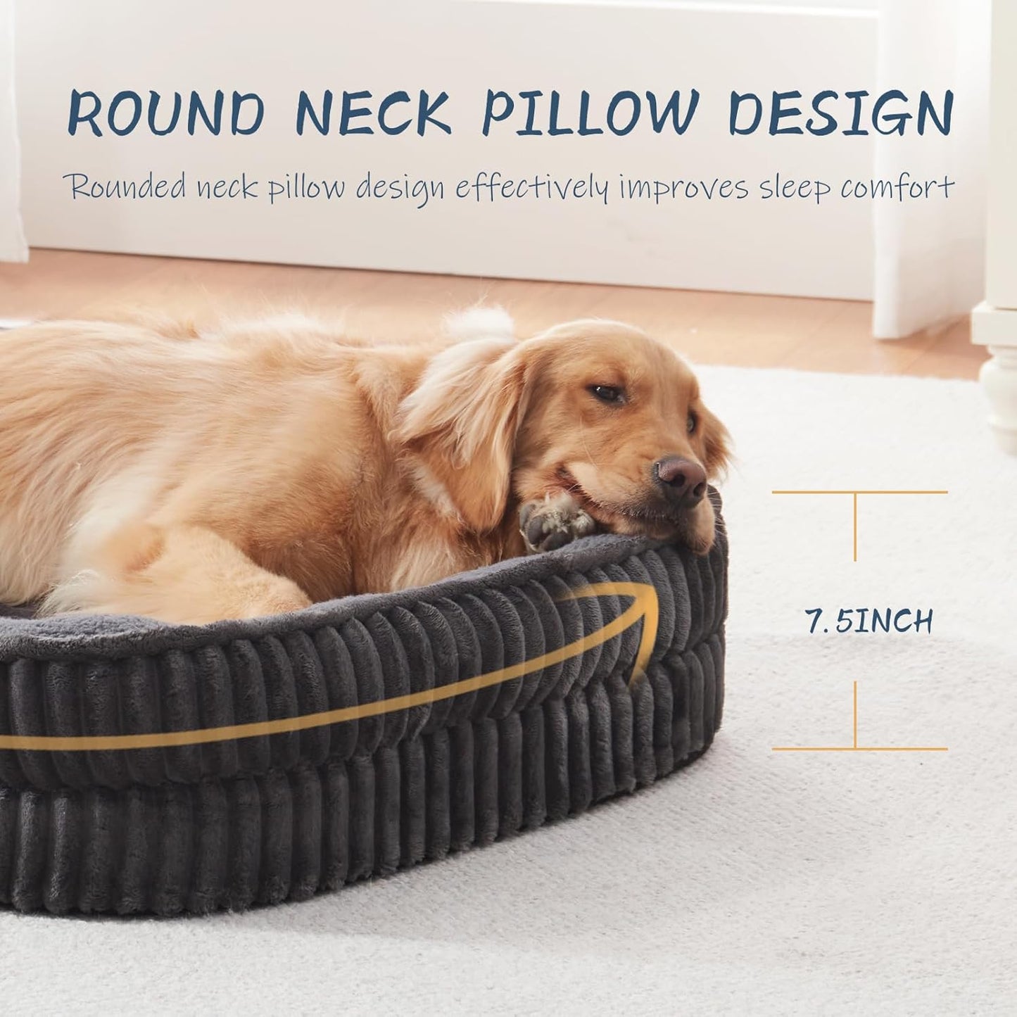 Orthopedic Dog Bed for Puppy,Extra Small Dogs Breeds,Oval Cat Bed,High Density Egg Crate Foam Dog Sofa Beds,Pet Couch Bed with Four Sided Bolster,Removable Washable Cover&Non-Slip Bottom