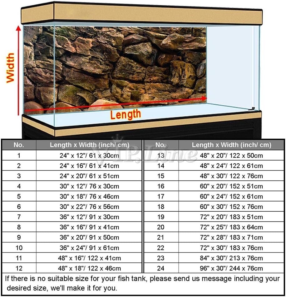 Rock Wall Aquarium Background Poster PVC Fish Tank Decor Landscape 24 36 48 72 (24" x 16"/ 61 x 41cm)