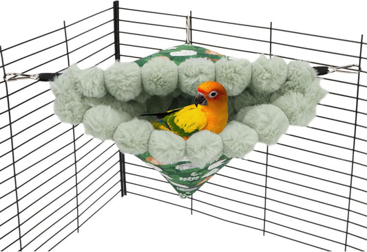 Wontee Bird Nest House Winter Warm Hanging Hammock Bird Bed Snuggle Hut for Parakeets Budgies Caique Conures Cockatiels (Large, Green)