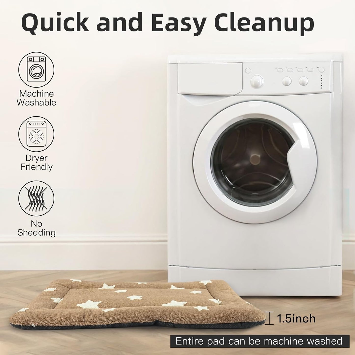 Mora Pets Dog Crate Pad Kennel Dog Bed Mat for Medium Dogs Washable Cute Star Pet Bed for Cage Ultra Soft Flat Puppy Cat Kitten Cushion for Sleeping Anti-Slip Brown 30 x 19