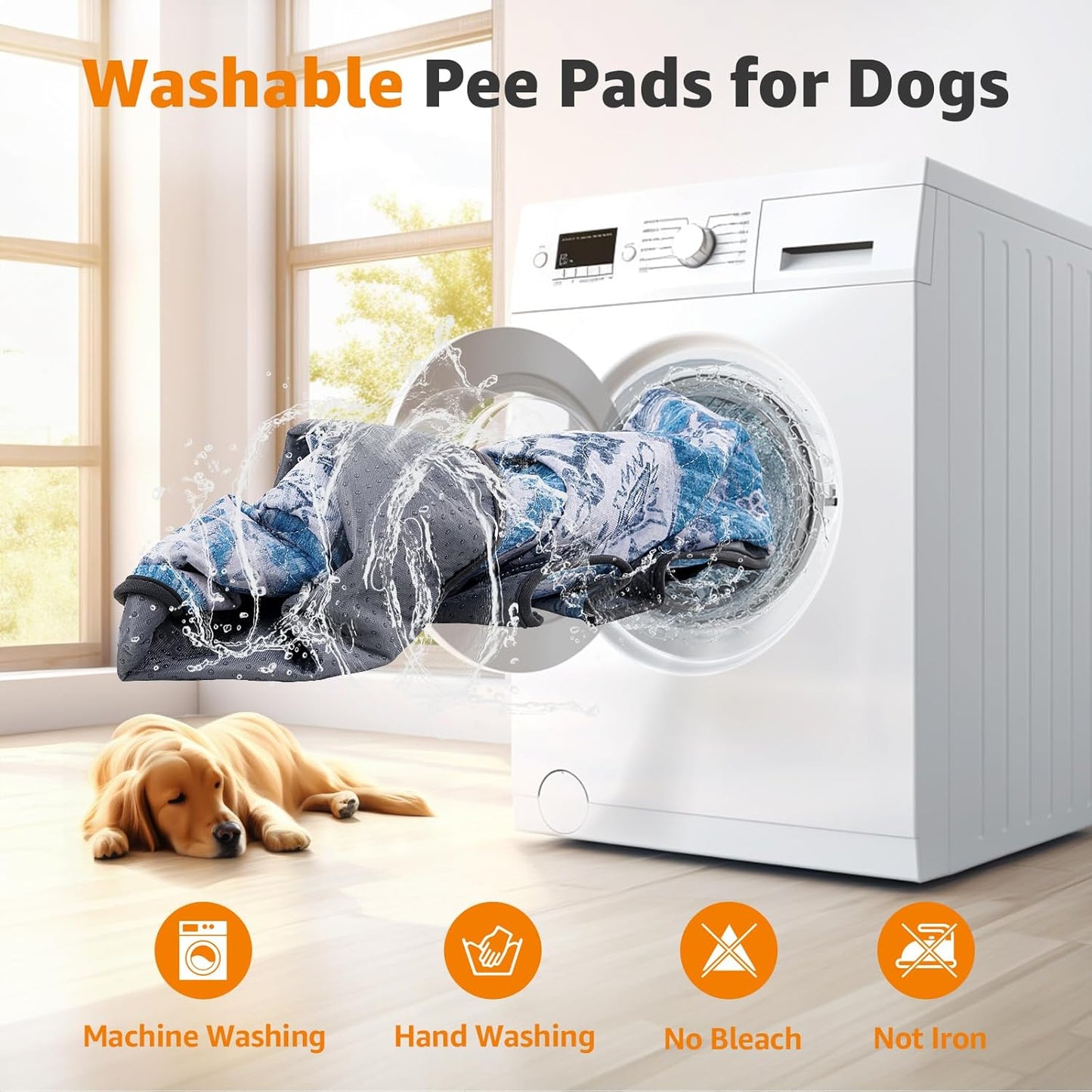 LOOBANI Washable Pee Pads for Dogs, 2 Pack Super Absorbent Reusable Puppy Pads Leakproof Dog Traning Pads, Waterproof Non-Slip Whelping Pad for Floor, Playpen, Crate, Couch-31 x36 (Blue)