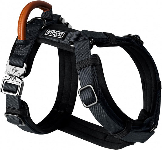 MADE TO ROAM Premium Explorer Harness - Y-Shaped Dog Harness with Adjustable Durable Nylon, Soft Padding, Metal Buckles and Leather Handle for Small, Medium, Large Dogs (New York Afterlight, Size 3)