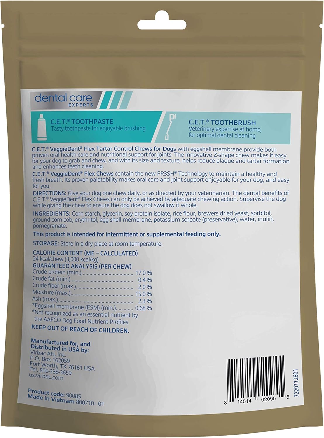 Virbac C.E.T. VEGGIEDENT Flex Tartar Control Chews for Dogs - Extra Small