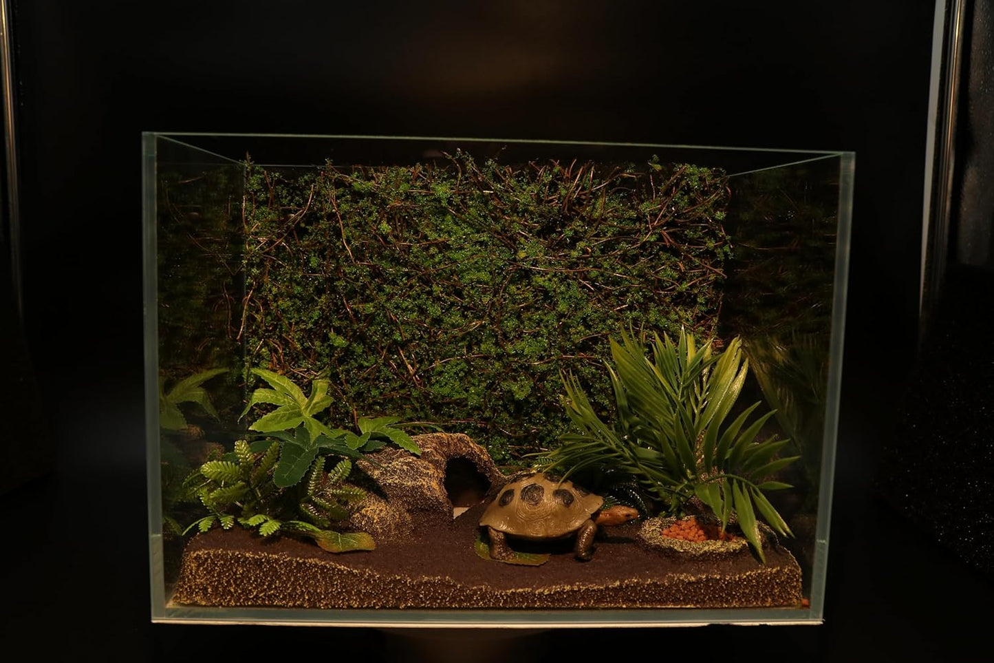 AQUA KT Reptile Moss Background Backdrop Wall Artificial Terrarium Habitat Amphibian Cage Decoration for Lizard Bearded Dragon Snake Tree Frog Chameleon Climbing, Pack of 4