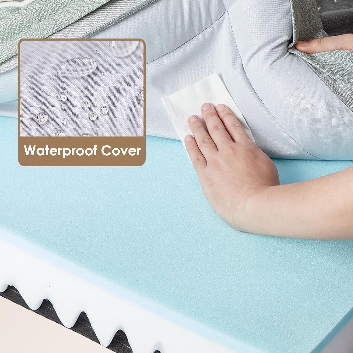 EHEYCIGA Orthopedic Dog Beds for Large Dogs, Waterproof Memory Foam Large Pet Bed with Sides, Non-Slip Bottom and Egg-Crate Foam Dog Couch Bed with Washable Removable Cover, Greyish Green