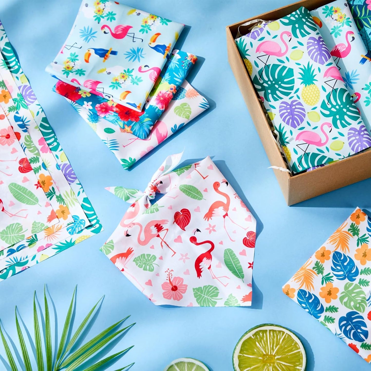 Weewooday 50 Pcs Hawaiian Dog Bandanas Bulk for Dogs Soft Bibs Adjustable Triangle Pet Bandana for Small Medium Large Costume(Hawaii Pattern, 25.6 x 17.7 x 17.7 Inch)