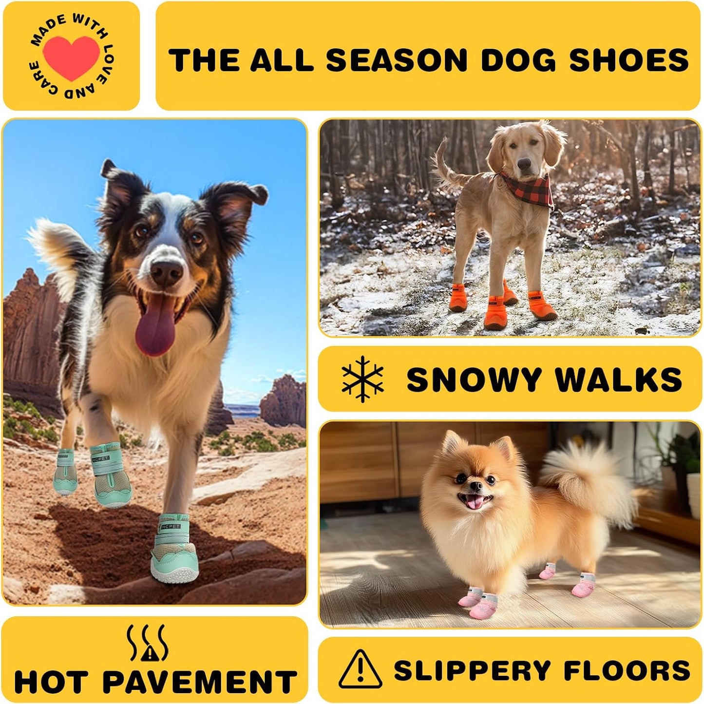 Hcpet Dog Shoes for Large Dogs, Breathable Dog Booties for Small Medium Dogs, Anti-Slip Dog Boots & Paw Protectors for Hot Pavement Winter Snow Hiking with Reflective Straps Green Size 8